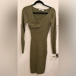 Elegant Olive Long Sleeve Dress